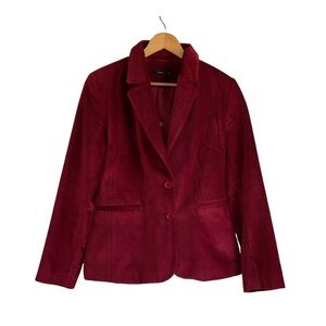 Vintage Velvet Deep Red Blazer Jacket, size EU 40
